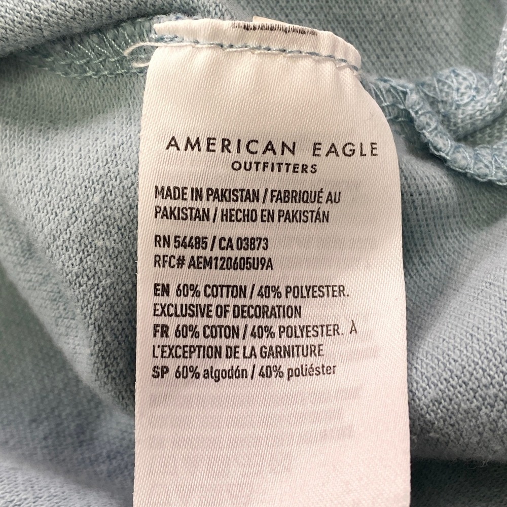 American Eagle Polo Shirt Men Large Light Blue Cotton Blend Standard Fit Classic - Picture 4 of 9